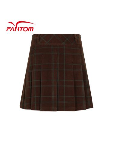여성 체크 플리츠 큐롯 스커트