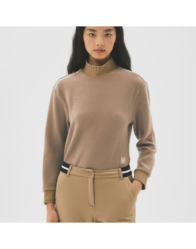 팬텀 여성 골조직 하이넥 긴팔 티셔츠 착용컷