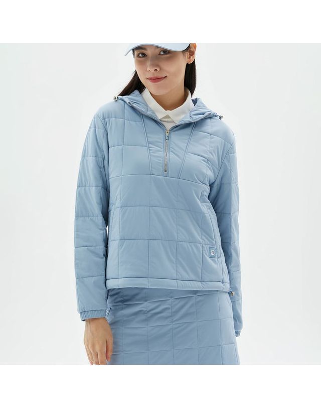 팬텀 여성 사각 퀼팅 후드 패딩 아노락 점퍼 착용컷