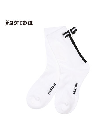 여성 리본 장식 배색 중목 양말