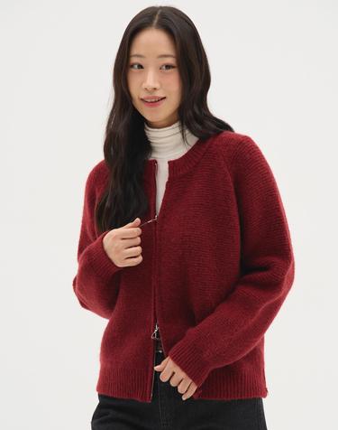 투웨이 풀오버 니트집업_와인
