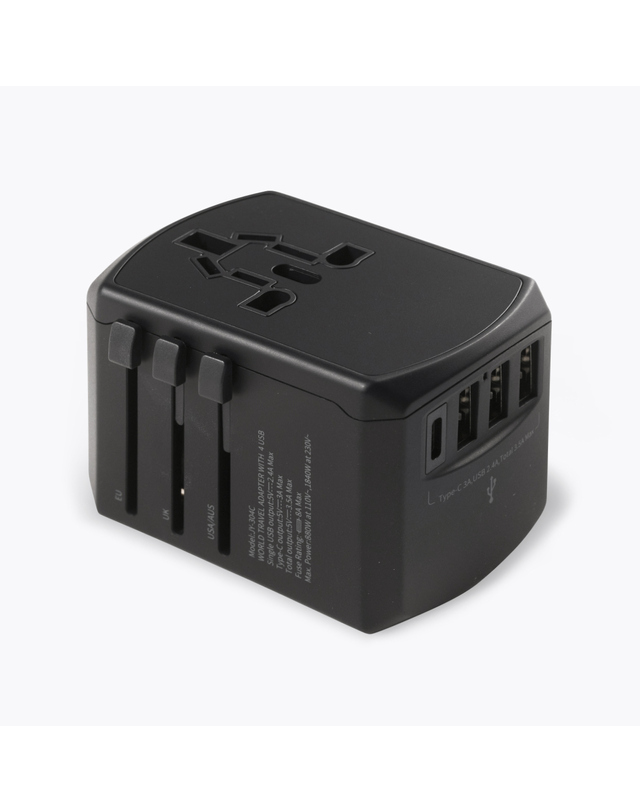 브라이튼 해외여행용멀티어댑터 콘센트 일본 태국 대만 싱가포르 플러그 탭 C타입 충전 USB C 1+USB A 3 4포트 돼지코 BT304C 착용컷