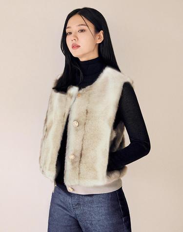 FW FAUX 밍크 버튼업 베스트