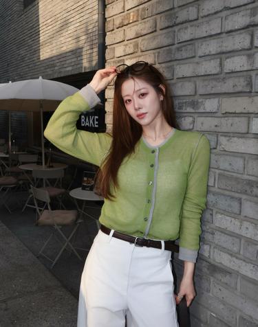 알파카혼방 레이어드 캔디가디건