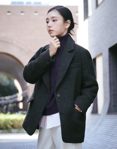 [10/13 예약배송] 26FW 알파카 헤링본 오버핏 패딩코트