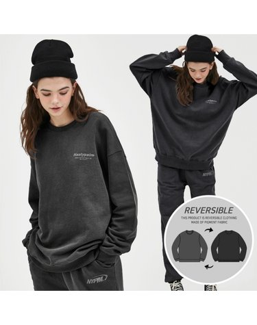 네스티 피그먼트 리버시블 스웨트세트 블랙