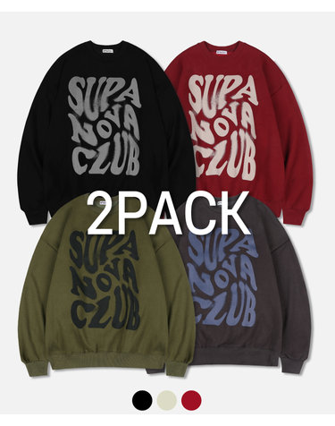 [기모][2PACK] 슈퍼 노바 로고 오버핏 스웨트 셔츠 4COLOR