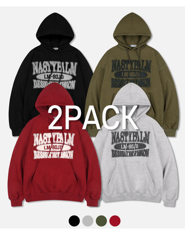 [기모][2PACK] 디자인 디비전 로고 오버핏 후드 티셔츠 4COLOR