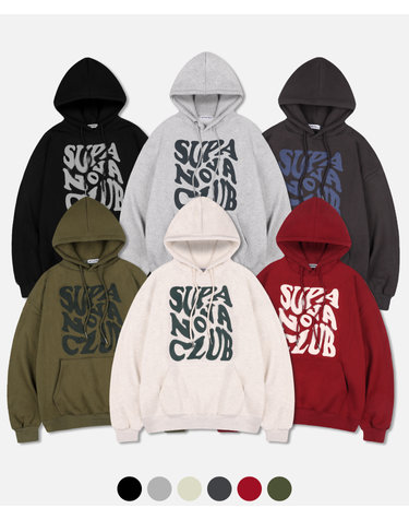 [기모]슈퍼 노바 클럽 로고 오버핏 후드 티셔츠 6COLOR