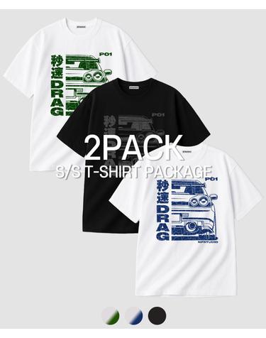 [2PACK] P01 드래그 로고 오버핏 티셔츠 3COLOR