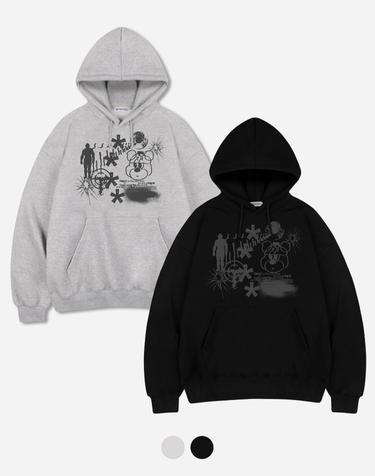 [2PACK] 브로큰 베어 오버핏 후드 티셔츠