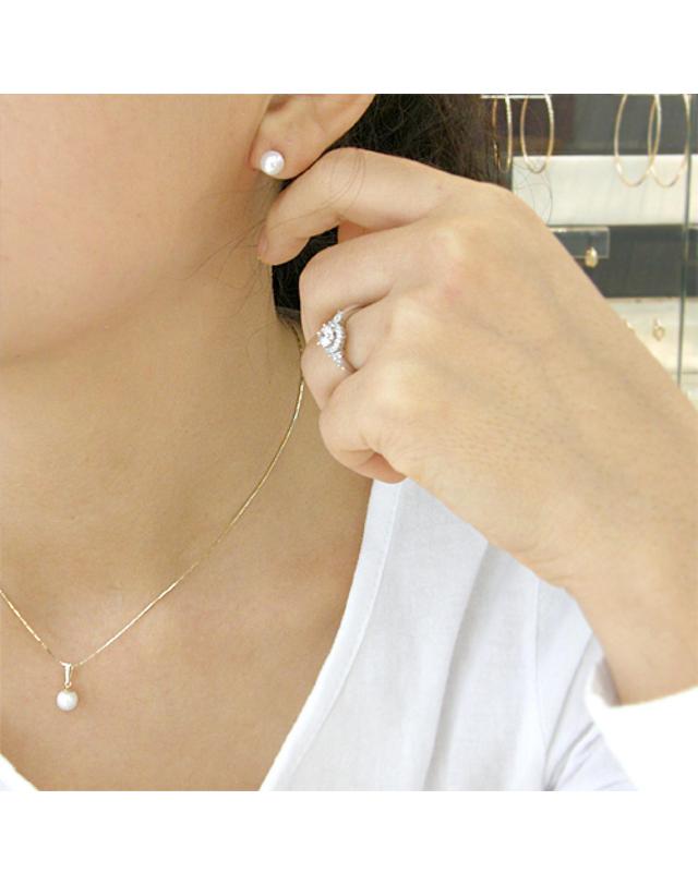 아이비골드 [아이비골드] 14k 진주 6.0MM 펜던트 착용컷