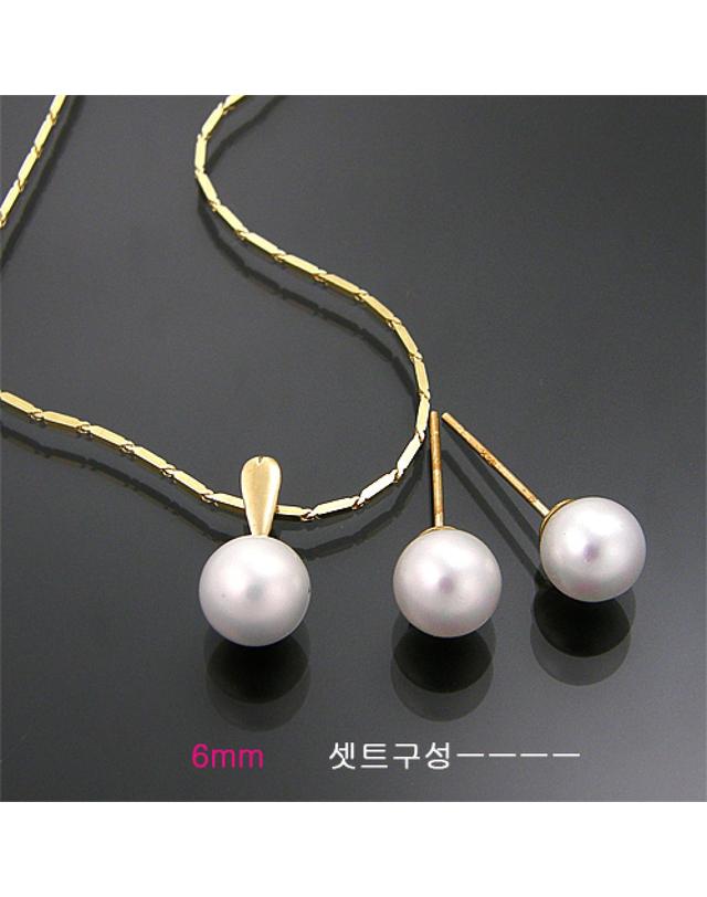아이비골드 [아이비골드] 14k 진주 6.0MM 펜던트 착용컷