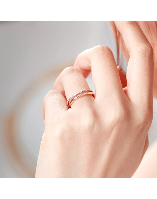 아이비골드 [아이비골드] 14K GOLD 두줄리나 반지 L0100 착용컷