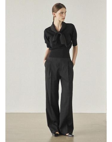 TWO PINTUCK SLACKS_BLACK