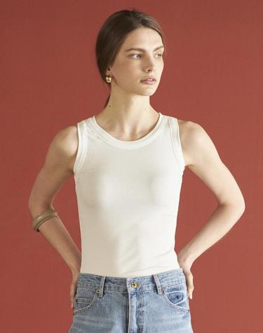RIBBED SLEEVELESS TOP_WHITE