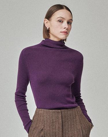 SOFT TOUCH WOOL HIGH-NECK KNIT_VIVID PURPLE