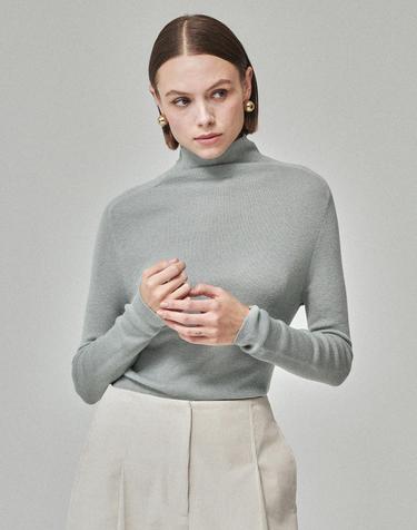 SOFT TOUCH WOOL HIGH-NECK KNIT_MINT BLUE