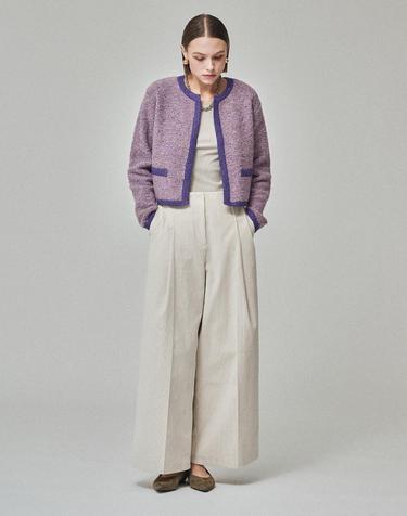 TWEED CROP CARDIGAN_TWEED LAVENDER