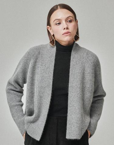 RACCOON BLEND CARDIGAN_MELANGE GRAY