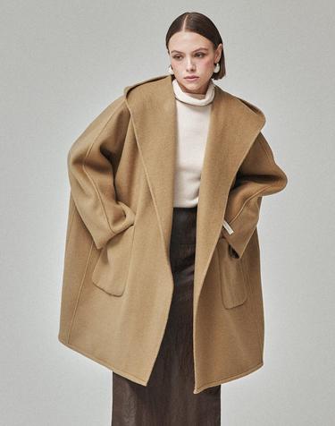 HANDMADE HOODED CAPE COAT_GOLDEN CAMEL