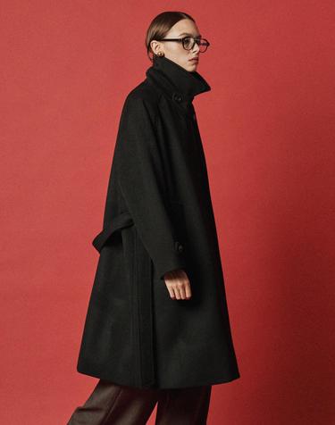 LAYERED PLACKET WOOL COAT_CLASSIC BLACK