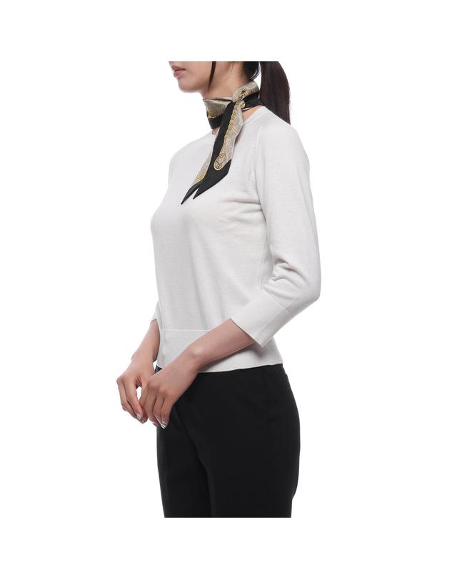 구찌 26FW 여성 홀스빗 프린트 실크 스카프 (774819 3G001 1079 26F) 착용컷