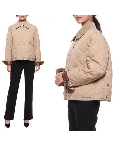 23SS 여성 코듀로이 다이아몬드 퀼팅 재킷 (8056575 SOFT FAWN 23S)