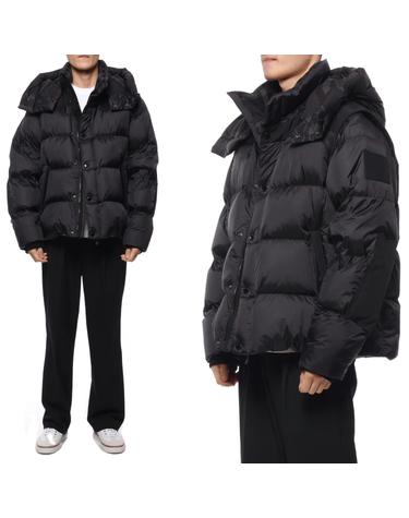 [유니코] [버버리] 23FW 남성 디태처블 슬리브 후드 패딩 (8059139 BLACK 23F) (8059139 BLACK 23F)