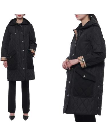 24SS 여성 록스비 퀼팅 후드 코트 (8072670 BLACK 24S)