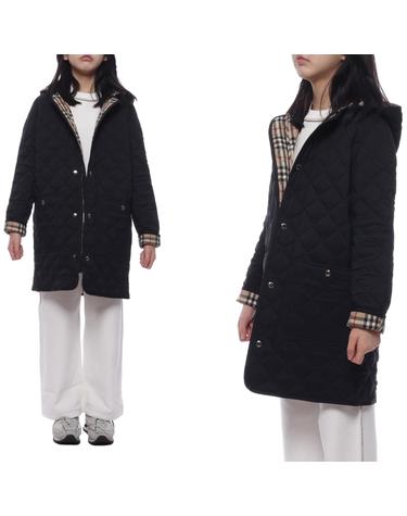 24SS 다이아몬드 퀼팅 후드 재킷 (8053682 BLACK 24S)