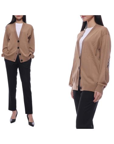23FW 여성 도녹 체크 패치 가디건 (8074885 CAMEL 23F)