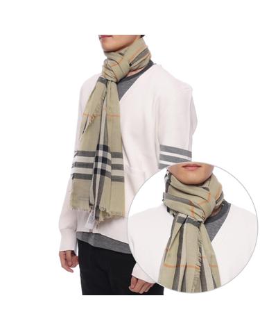 24FW 남성 체크 프린트 울 머플러 (8090724 LIGHT SAGE M 24F)