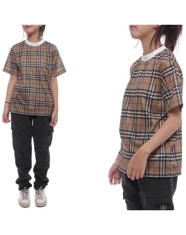 24SS 체크 메시 반팔티셔츠 (8078636 ARCHIVE BEIGE 24S)