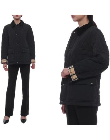 24FW 여성 코듀로이 다이아몬드 퀼팅 재킷 (8096917 BLACK SAND 24F)