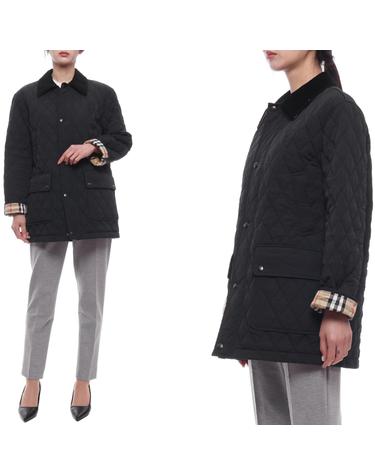 24FW 여성 코듀로이 다이아몬드 퀼팅 재킷 (8096916 BLACK SAND 24F)