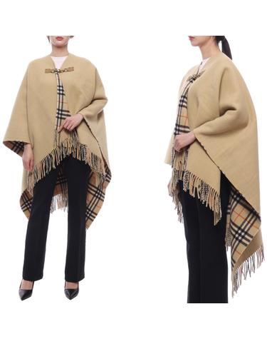 24FW 여성 체크 울 케이프 (8096630 SAND 24F)