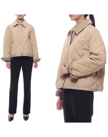 24FW 여성 다이아몬드 퀼팅 크롭 재킷 (8096026 SOFT FAWN 24F)