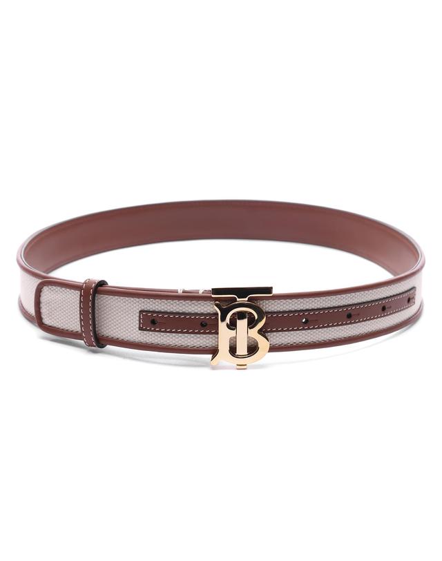 버버리 24SS 여성 TB 캔버스 레더 벨트 (8052480 WHITE TAN GOLD 24S) 착용컷