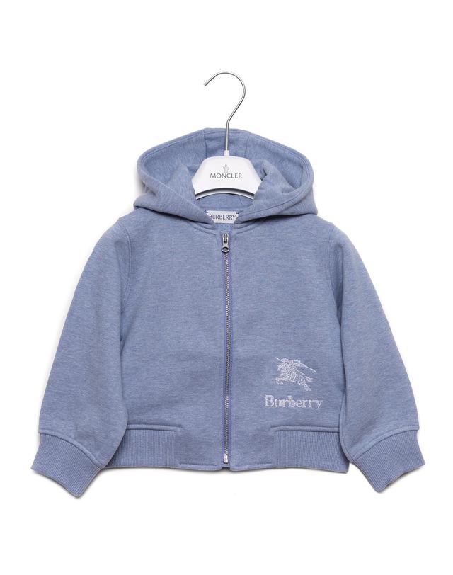 버버리 24SS EKD 자수 후드집업 (8078284 LIGHT BLUE MELANGE 24S) 착용컷