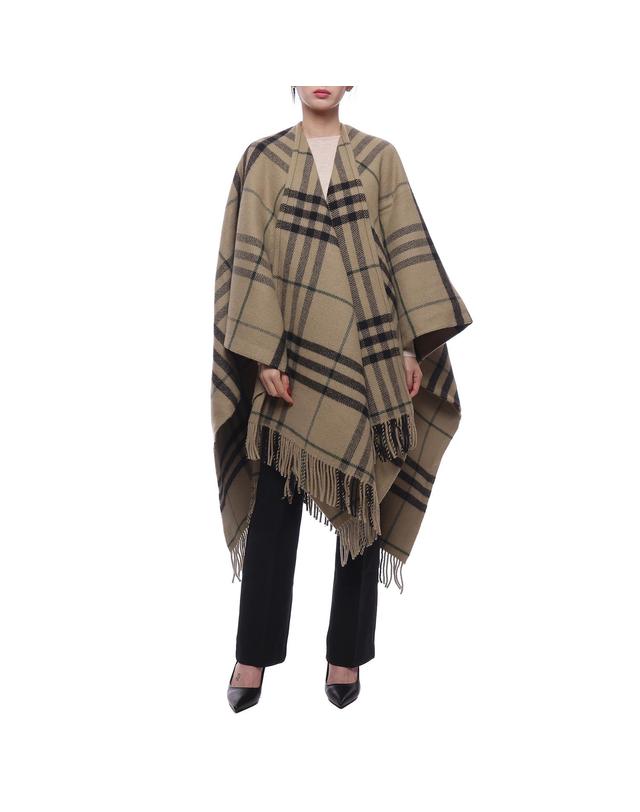 버버리 24FW 여성 체크 울 캐시미어 케이프 (8090880 LINDEN 24F) 착용컷