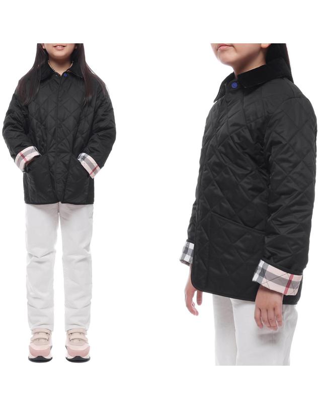 버버리 24FW 코듀로이 다이아몬드 퀼팅 재킷 (8092519 BLACK 24F) 착용컷