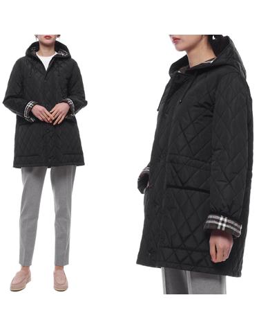 25SS 여성 코듀로이 트리밍 퀼팅 후드 재킷 (8105107 BLACK 25S)