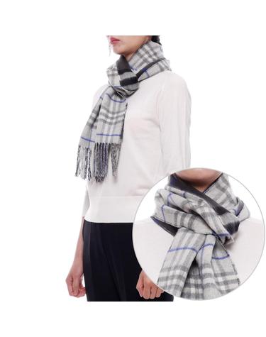 25FW 여성 리버시블 체크 캐시미어 머플러 (8095700 GREY OFF BLACK W 25F)