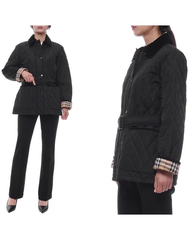 버버리 25FW 여성 코듀로이 퀼팅 재킷 (8110378 BLACK 25F) 착용컷