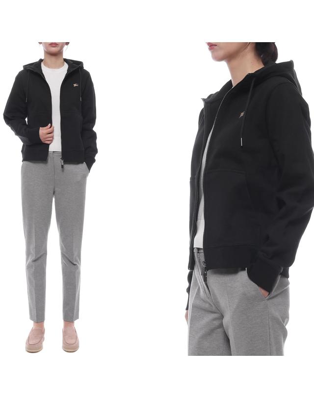 버버리 25FW 여성 EKD 자수 후드집업 (8111669 BLACK 25F) 착용컷