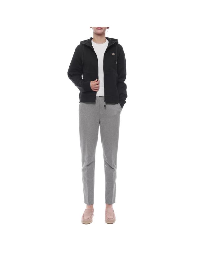버버리 25FW 여성 EKD 자수 후드집업 (8111669 BLACK 25F) 착용컷