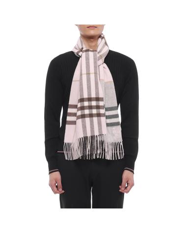 26FW 남성 컨트라스트 체크 캐시미어 머플러 (8115312 BOW PINK MITTEN GREY M 26F)