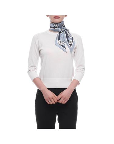 26FW 여성 체크 실크 스키니 스카프 (8114240 BANK BLUE 26F)