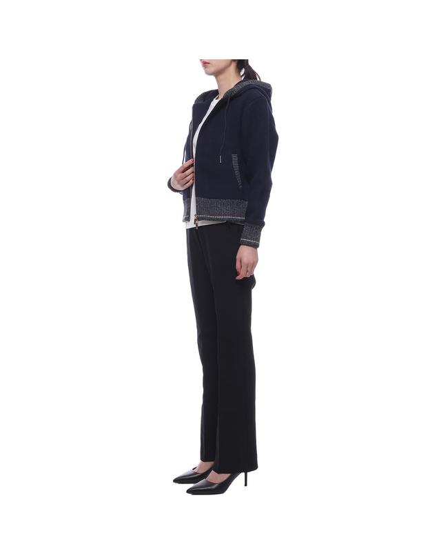 톰브라운 24FW 여성 울 플리스 후드집업 (FJT349A J0100 415 24F) 착용컷